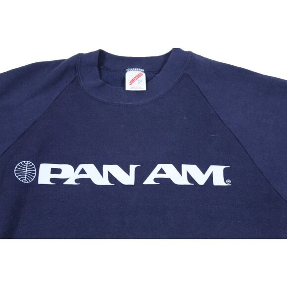 Vintage Pan Am Airline 80s Mens Pullover Crew Neck Sweatshirt RARE S/S Soft L - Picture 3 of 6